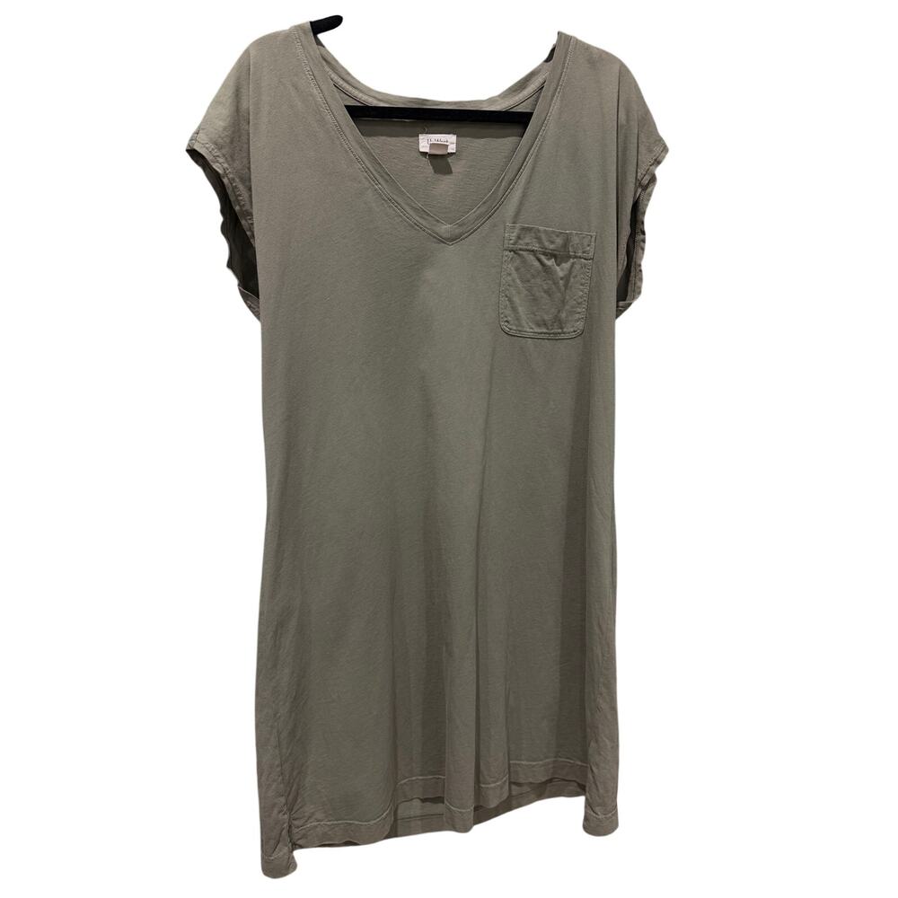 UpWest Clean Cotton Jersey V Neck Dress Large Sage Green Pocket EUC